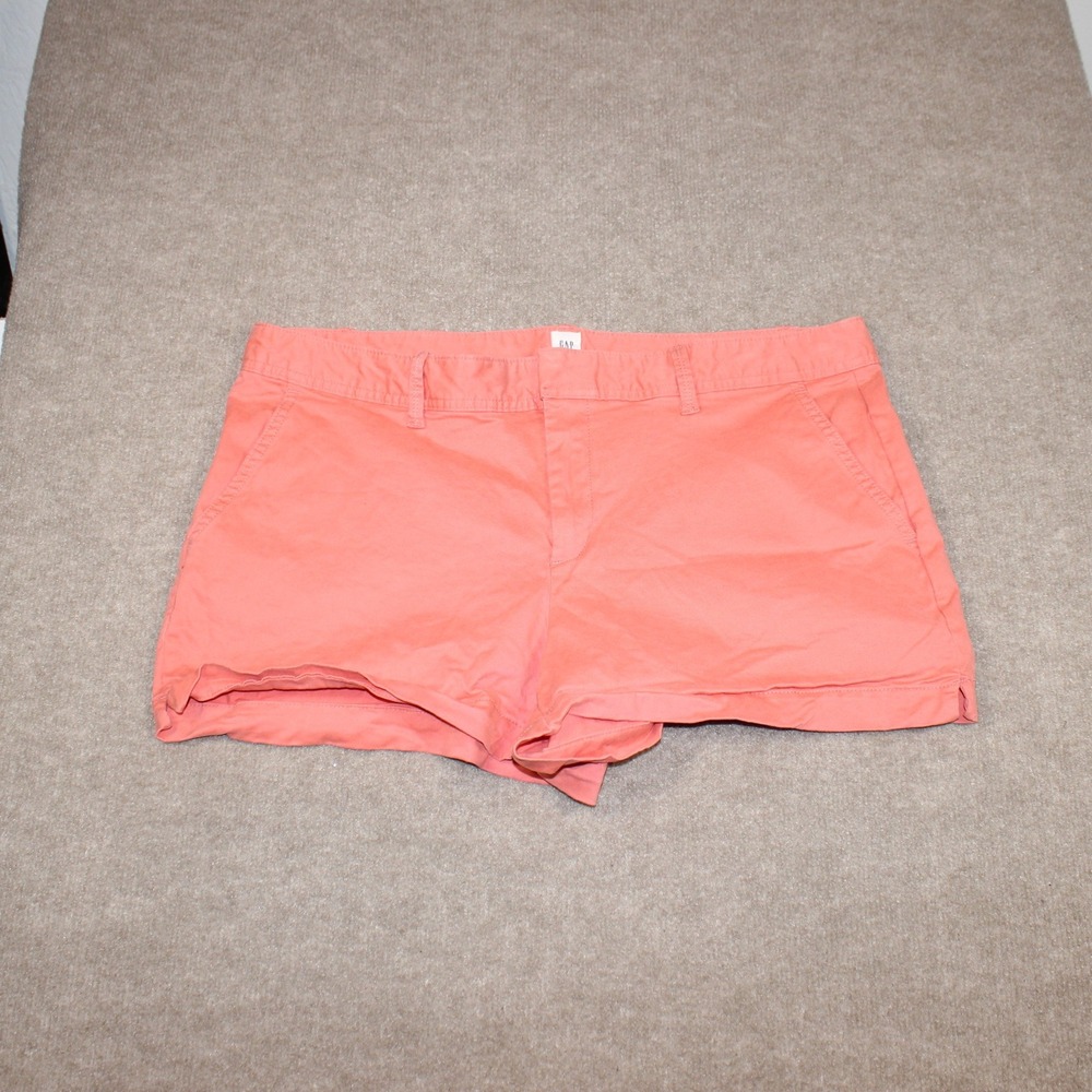 Gap Womens Coral Pink Chino Shorts Size 16 Mid Rise Summer Casual
